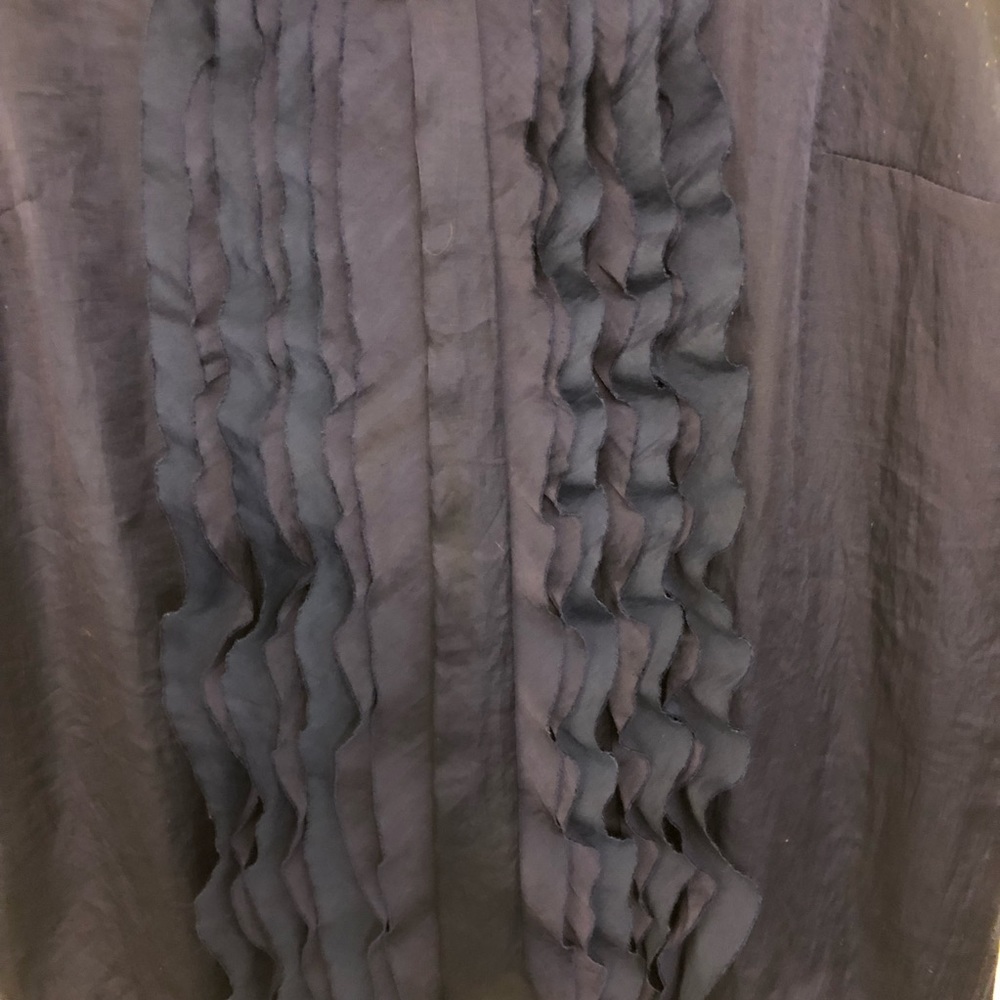 Loft Blue Ruffled Tank Top Size M - Picture 3 of 8